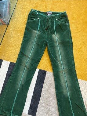 GASOLINE GLAMOUR Green Corduroy Flare Jeans